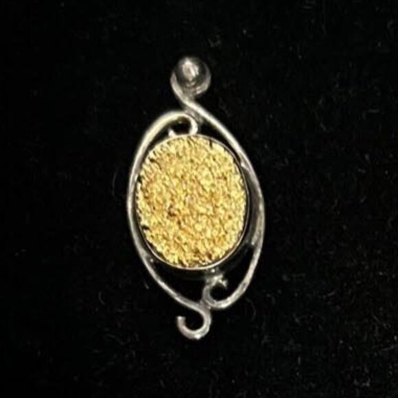 JAY KING MINE FINDS STERLING OVAL GOLD DRUZY OVAL PIERCED EARRINGS 73 - Picture 5 of 5